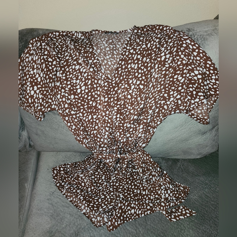 Brown And White Patterned Rompee - image 1